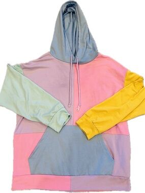 Pastel Colorblock Hoodie - Pink, Light Blue, Mint & Yellow